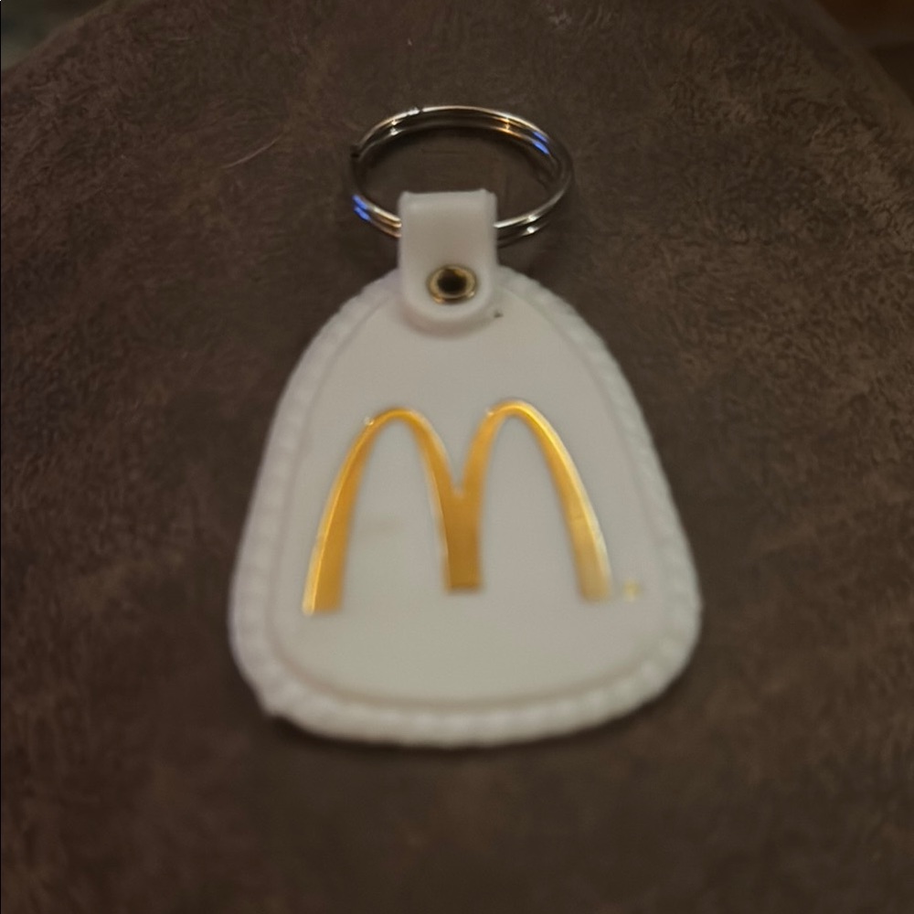 Vintage McDonald's White and Gold Logo Keychain